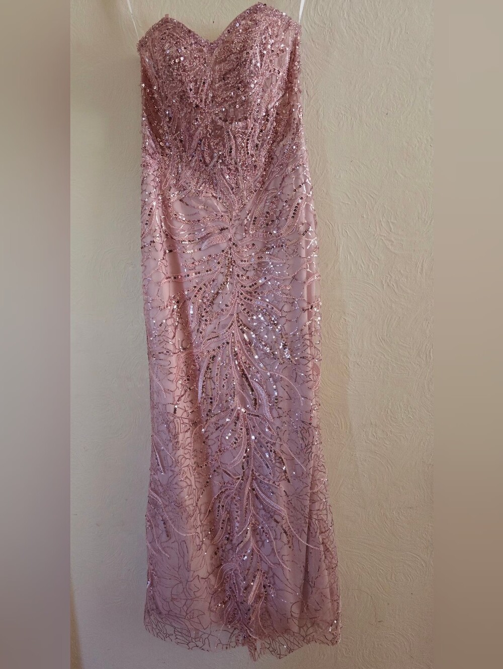 MAC DUGGAL, Pink Beaded Sequin Strapless Trumpet Gown, Size 4, MSRP $698 - Picture 6 of 10